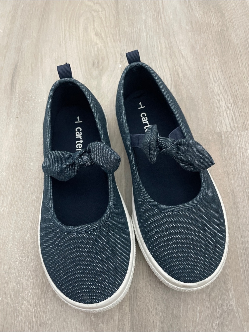 Carter's Navy Canvas Bow Slip-On Sneakers with White Sole